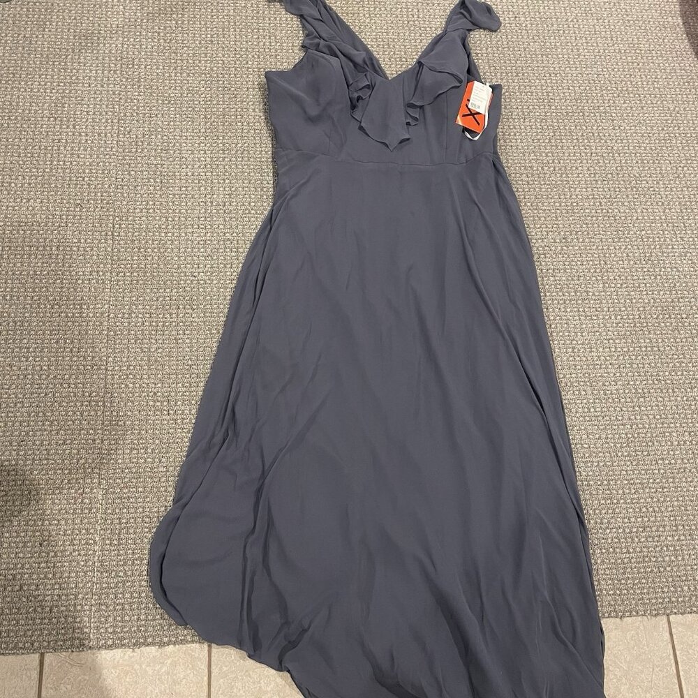NWT Bridesmaid Dress Womens  28L Plus Long Sleeveless  Gray Silverstone 3020WL